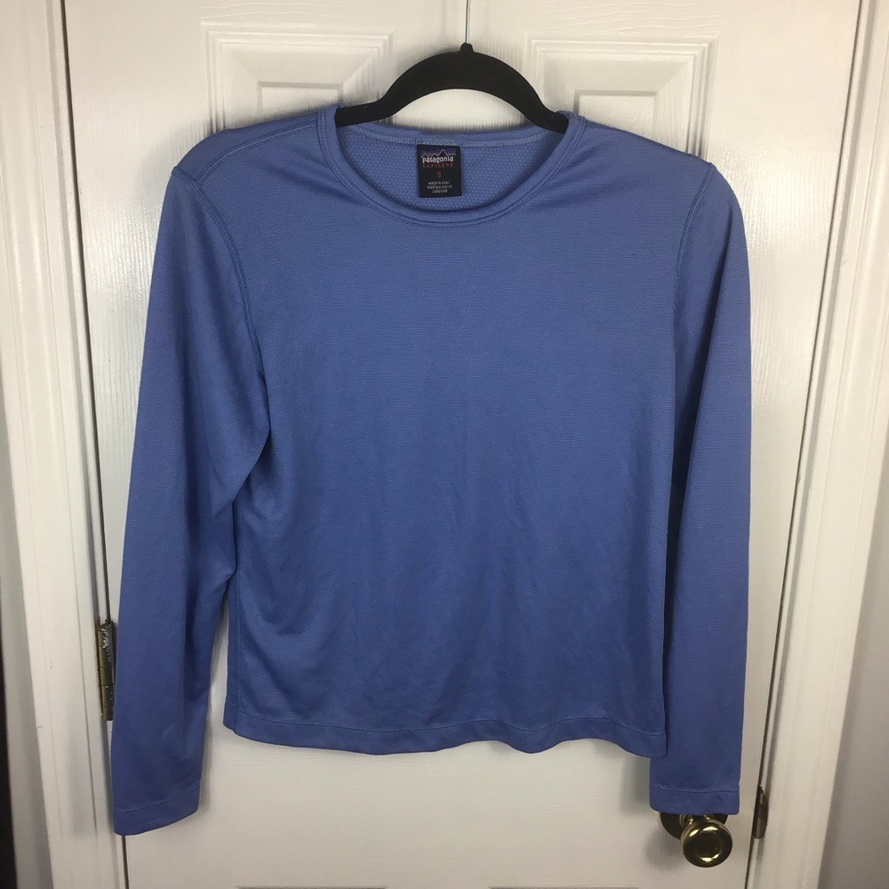 Patagonia Capilene’ Base Layer Long Sleeve T-Shirt Women Size Small Baby Blue